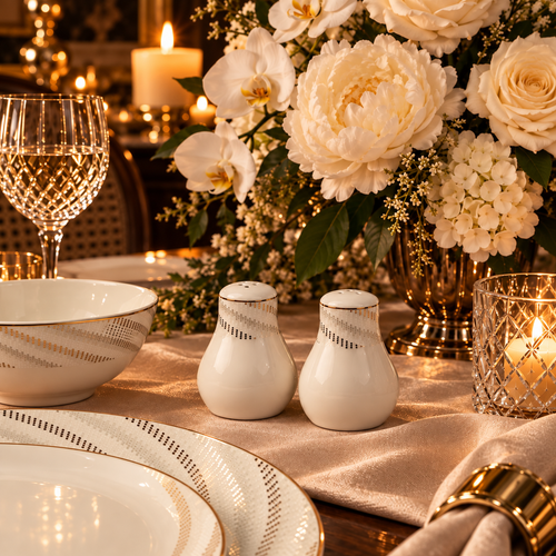 Radiant Gold Swirl Fine Ivory Dinner Set 39 Piece