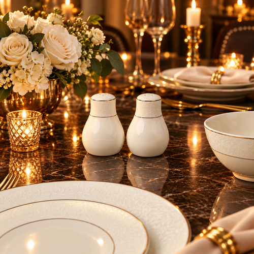 Imperial Ivory Damask Gold Rim Dining Set 39 Piece
