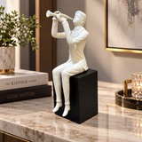 Modernist Seated Trumpet Player Sculpture