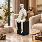 Elegant Modernist Seated Cellist Sculpture