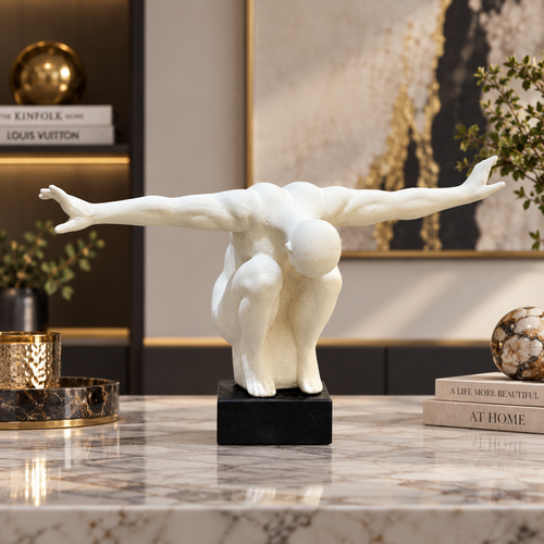 Modernist Crouching Diver Sculpture