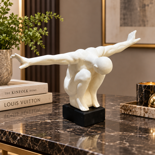 Modernist Crouching Diver Sculpture