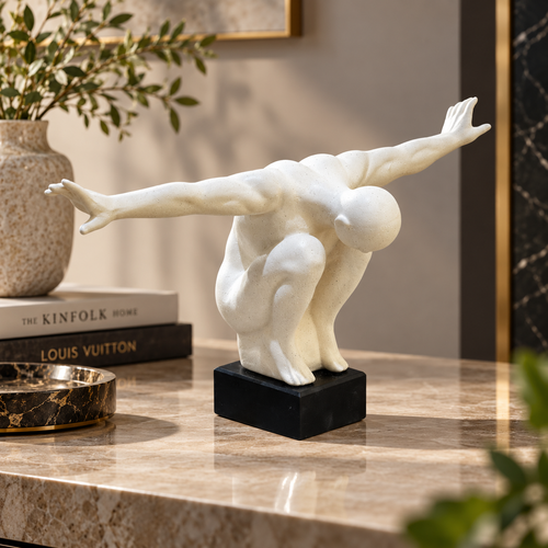 Modernist Crouching Diver Sculpture