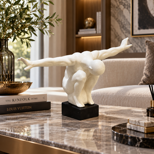 Modernist Crouching Diver Sculpture
