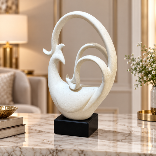 Speckled Stylized Cockerel Bird Statue