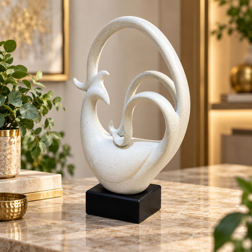 Speckled Stylized Cockerel Bird Statue