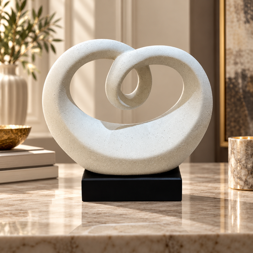Modern Speckled Heart Loop Statue