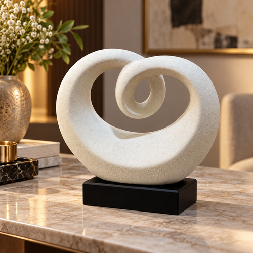 Modern Speckled Heart Loop Statue