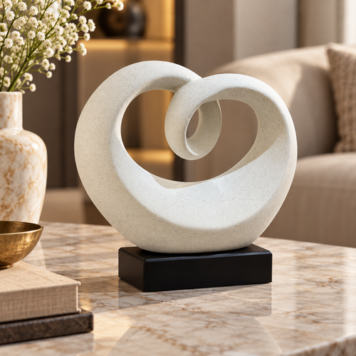 Modern Speckled Heart Loop Statue