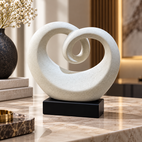 Modern Speckled Heart Loop Statue