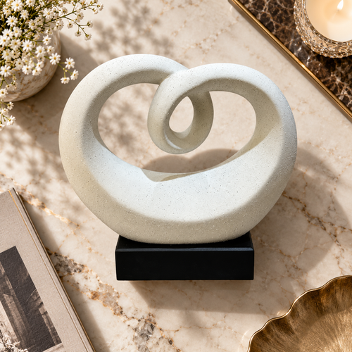 Modern Speckled Heart Loop Statue