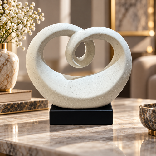 Modern Speckled Heart Loop Statue