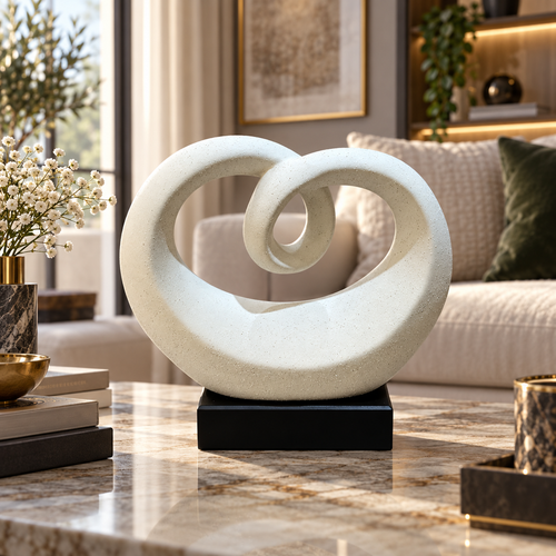 Modern Speckled Heart Loop Statue