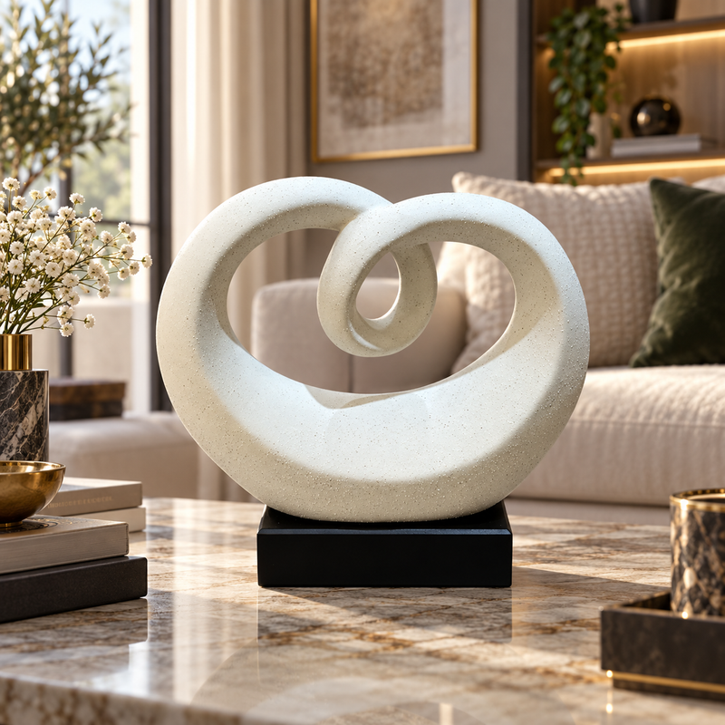 Modern Speckled Heart Loop Statue