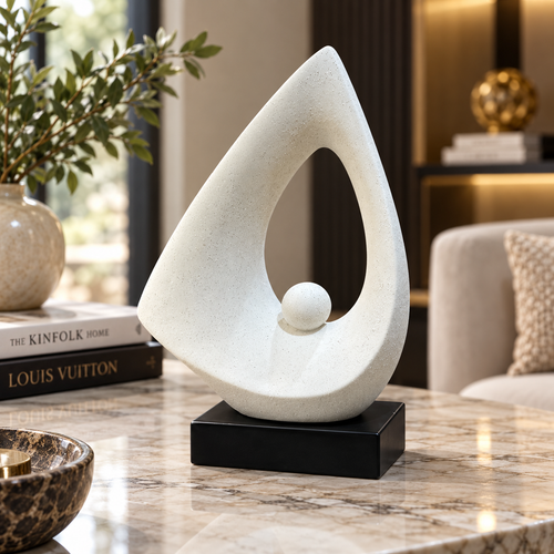 Modernist Sail & Pearl Abstract Sculpture