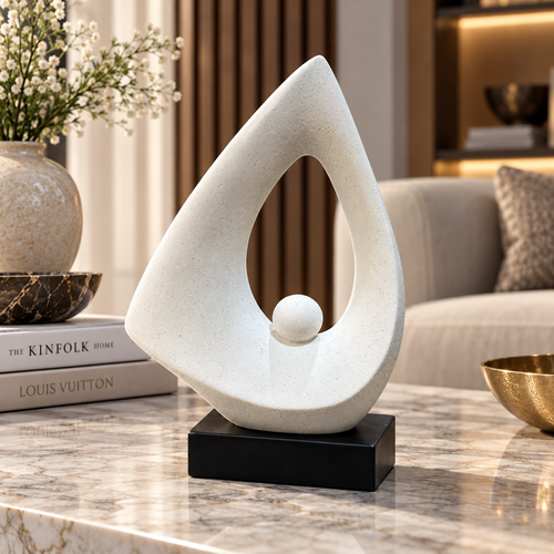 Modernist Sail & Pearl Abstract Sculpture