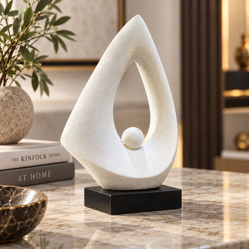 Modernist Sail & Pearl Abstract Sculpture