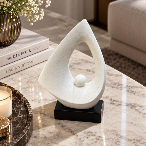 Modernist Sail & Pearl Abstract Sculpture