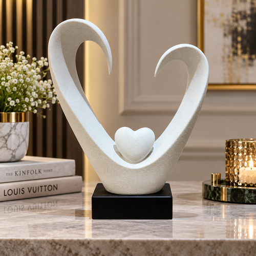 Modernist Cradled Heart Abstract Sculpture