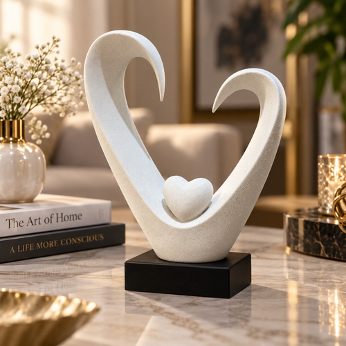 Modernist Cradled Heart Abstract Sculpture