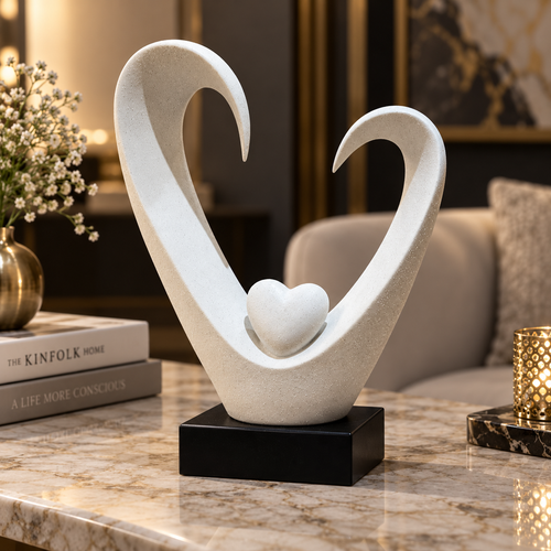 Modernist Cradled Heart Abstract Sculpture
