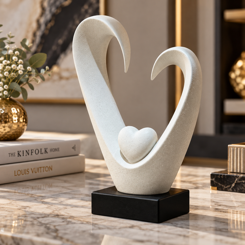 Modernist Cradled Heart Abstract Sculpture
