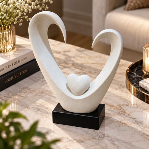Modernist Cradled Heart Abstract Sculpture