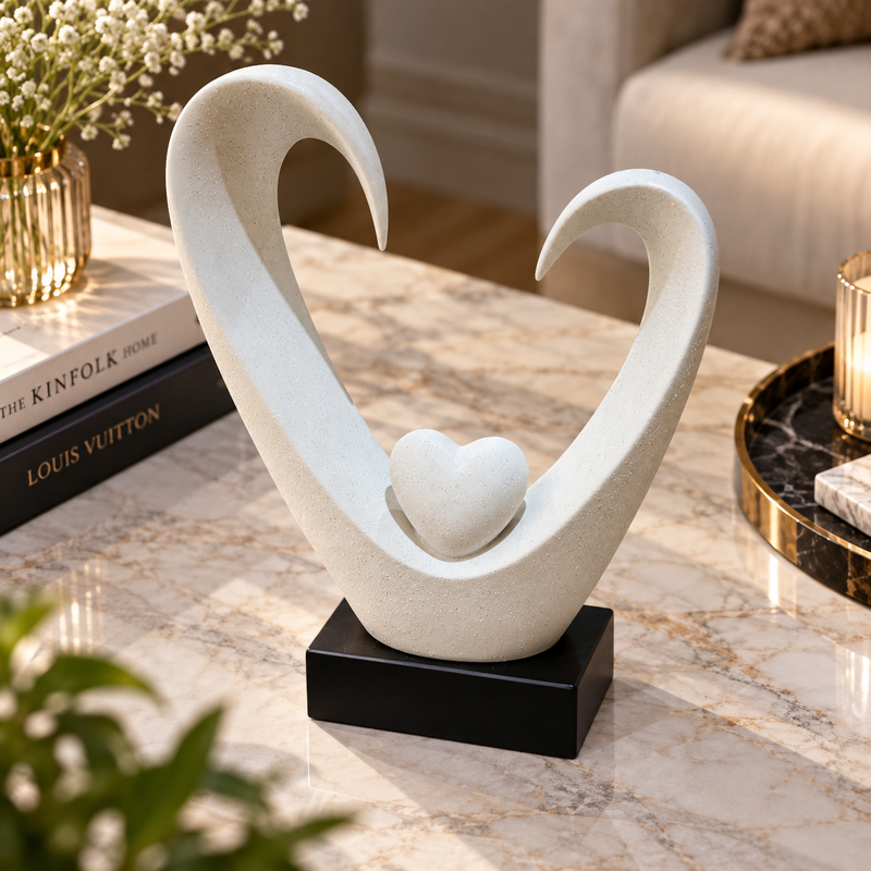 Modernist Cradled Heart Abstract Sculpture