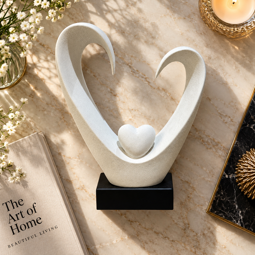 Modernist Cradled Heart Abstract Sculpture