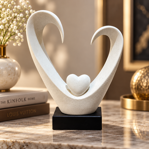 Modernist Cradled Heart Abstract Sculpture