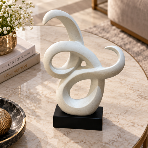 Elegant Speckled Multi-Spiral Statue on Black Base