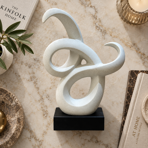 Elegant Speckled Multi-Spiral Statue on Black Base