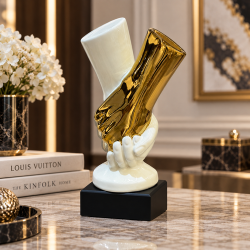 Gloss White & Gold Hands Partnership Statue