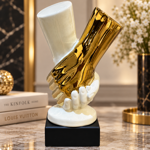 Gloss White & Gold Hands Partnership Statue