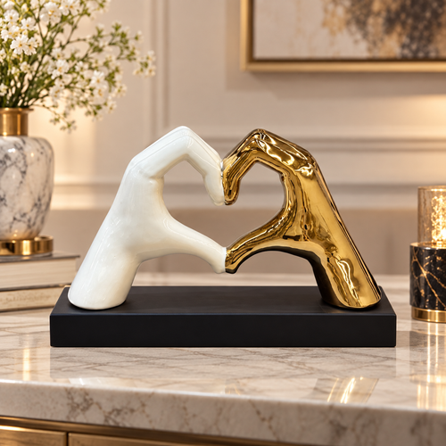 Modernist Heart Hands Sculpture
