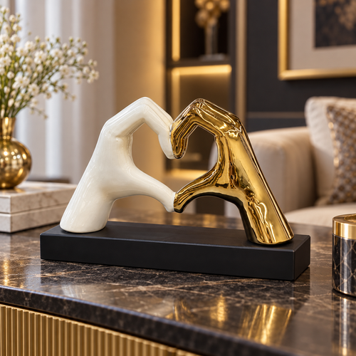 Modernist Heart Hands Sculpture