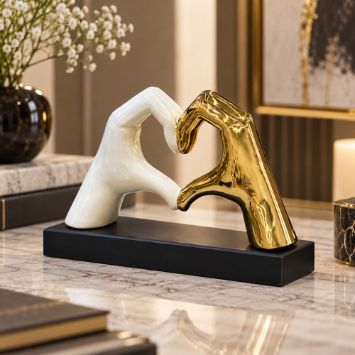 Modernist Heart Hands Sculpture