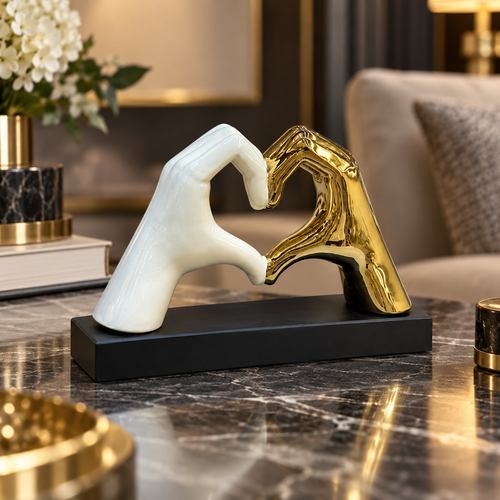 Modernist Heart Hands Sculpture