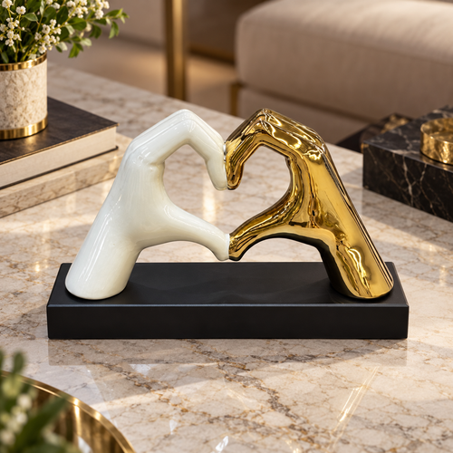 Modernist Heart Hands Sculpture