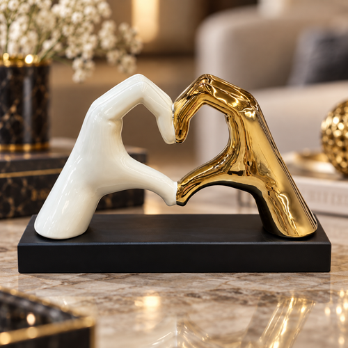 Modernist Heart Hands Sculpture