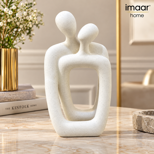 Elegant White Speckled Couple Ceramic Statue