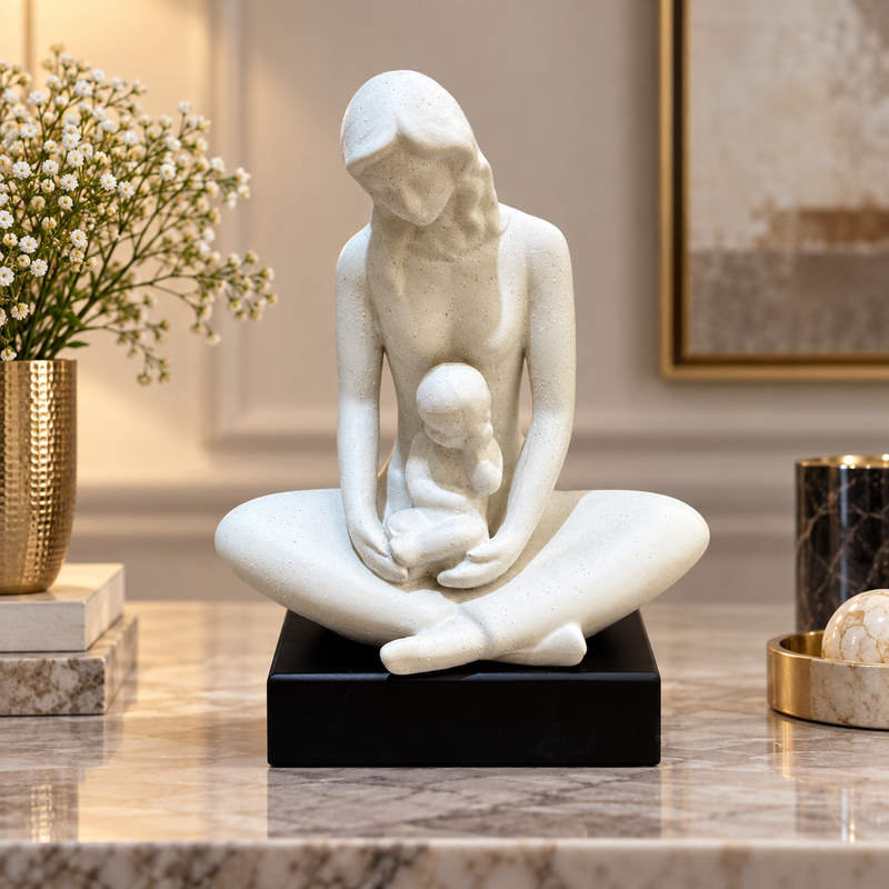 Modernist Seated Mother & Child Sculpture