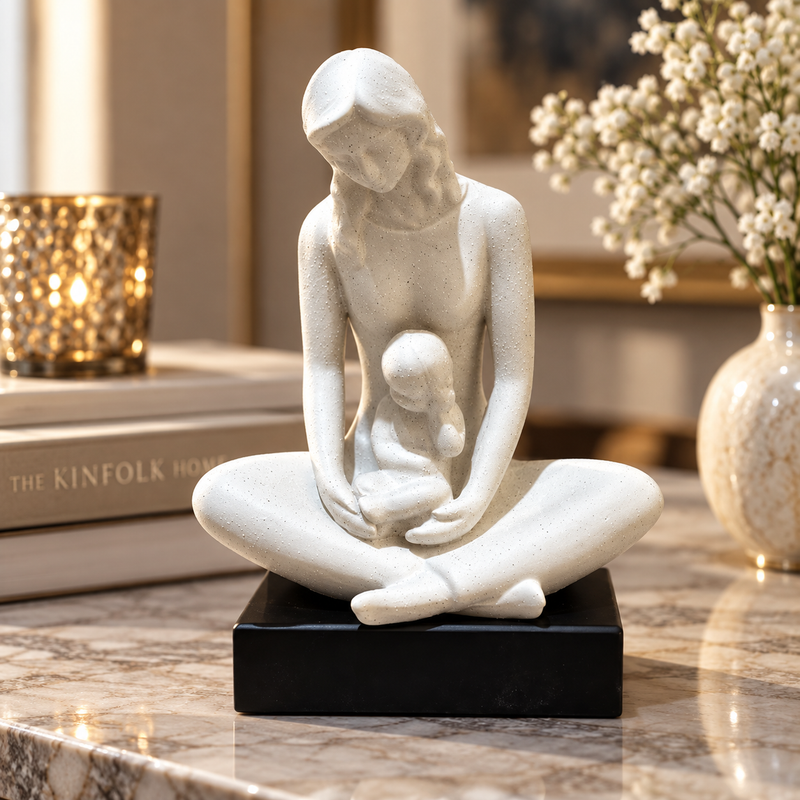 Modernist Seated Mother & Child Sculpture