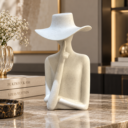 Modernist Lady in Wide-Brim Hat Sculpture