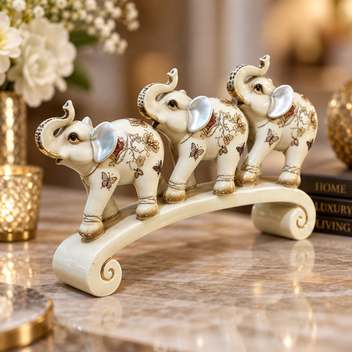 Elegant Three Elephants Arched Bridge Showpiece