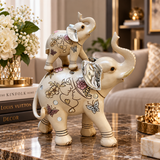 Mother & Baby Elephant Line Art Figurine