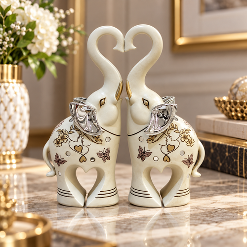 Eternal Love Trunk Elephant Couple Sculptures