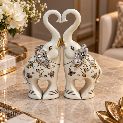 Eternal Love Trunk Elephant Couple Sculptures