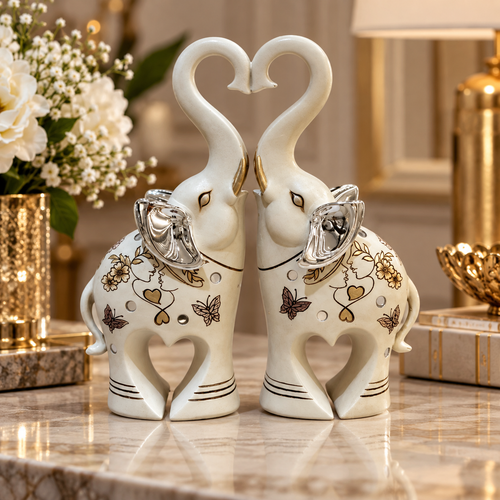 Eternal Love Trunk Elephant Couple Sculptures