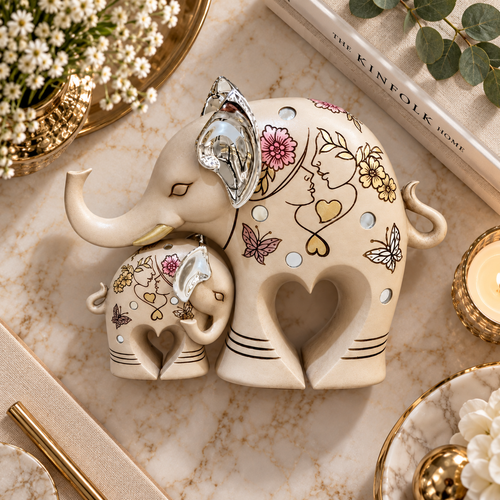 Nurturing Mother & Baby Elephant Figurine